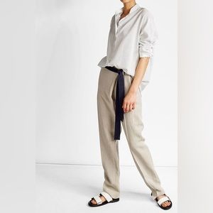 Victoria Beckham Beige Trousers with Black Belt Detail